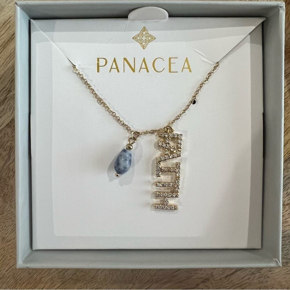 Panacea Gold Plated Faith Genuine Stone Necklace, NIB